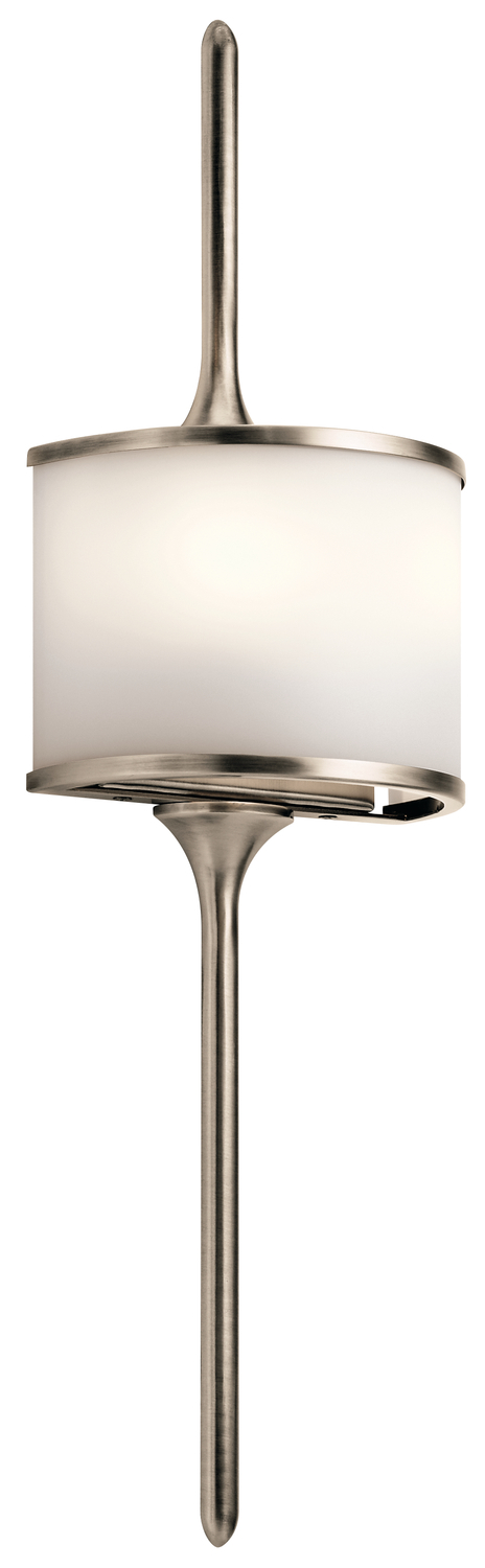 Mona 22" 2 Light Halogen Wall Sconce with Satin Etched White Diffuser in Classic Pewter