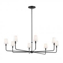 Kichler 52521BK - Pallas 52" XL 8-Light Round Chandelier with White Linen Shade in Black