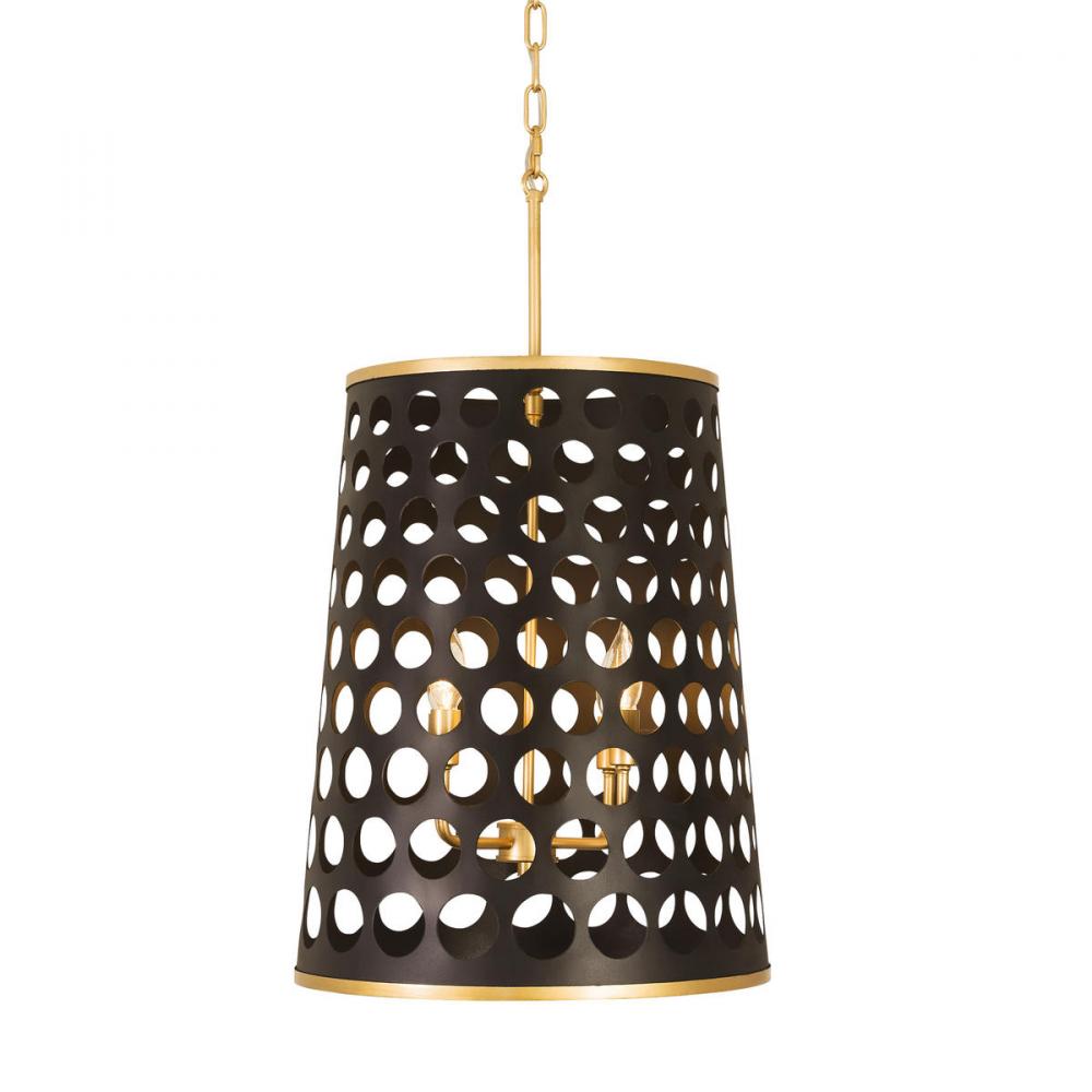 Bailey 4-Lt Foyer Pendant - Matte Black/French Gold