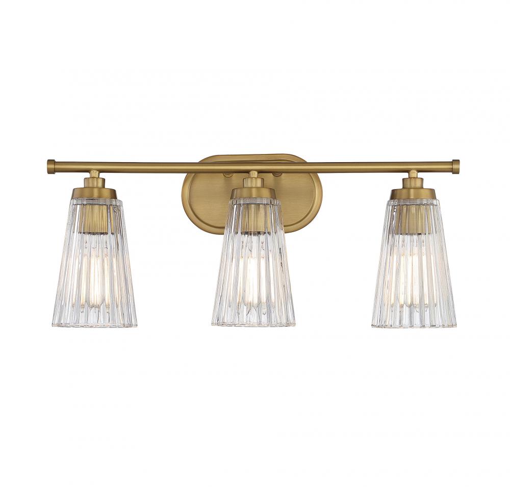 Chantilly 3-Light Bathroom Vanity Light in Warm Brass