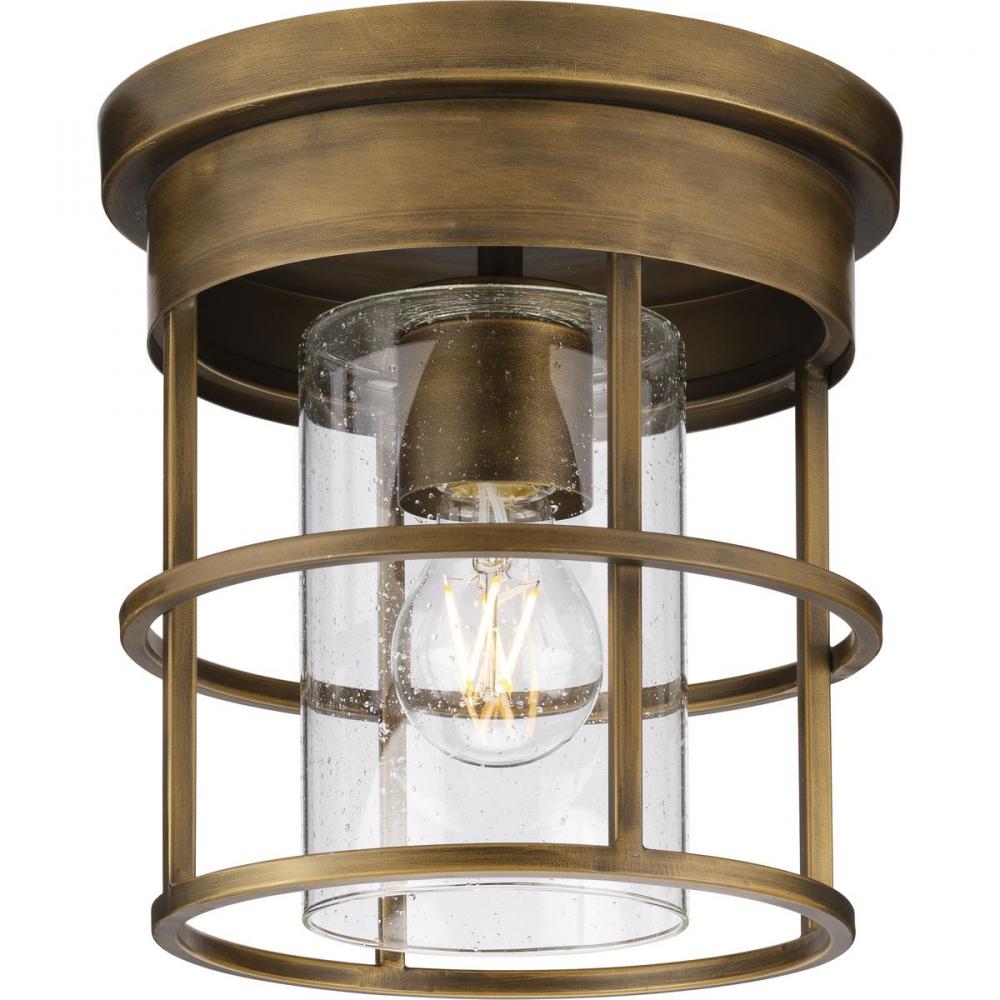 Burgess Collection One-Light Aged Bronze Modern Farmhouse Flush Mount