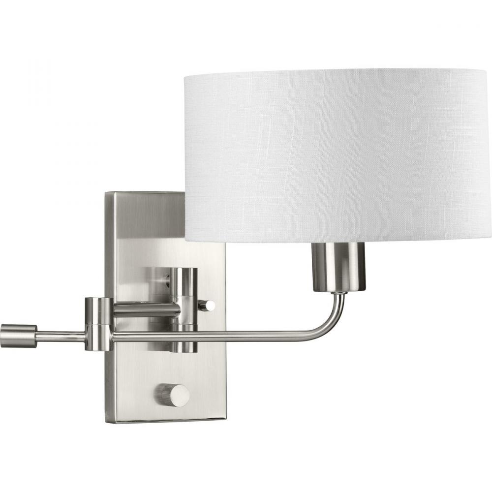 Carrick Collection One-Light Brushed Nickel Summer Linen Shade Transitional Wall Light