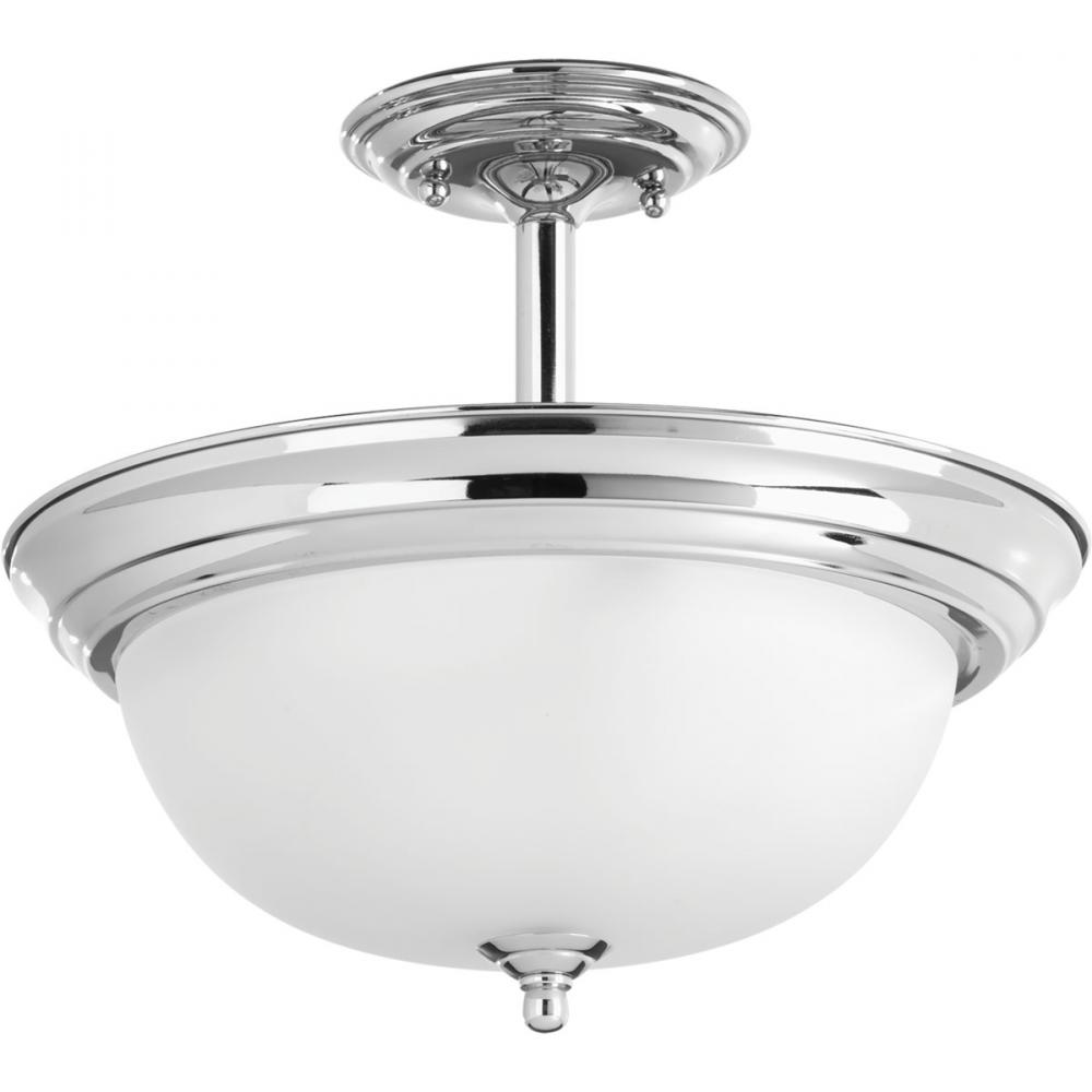 Two-Light Dome Glass 13-1/4" Semi Flush Convertible