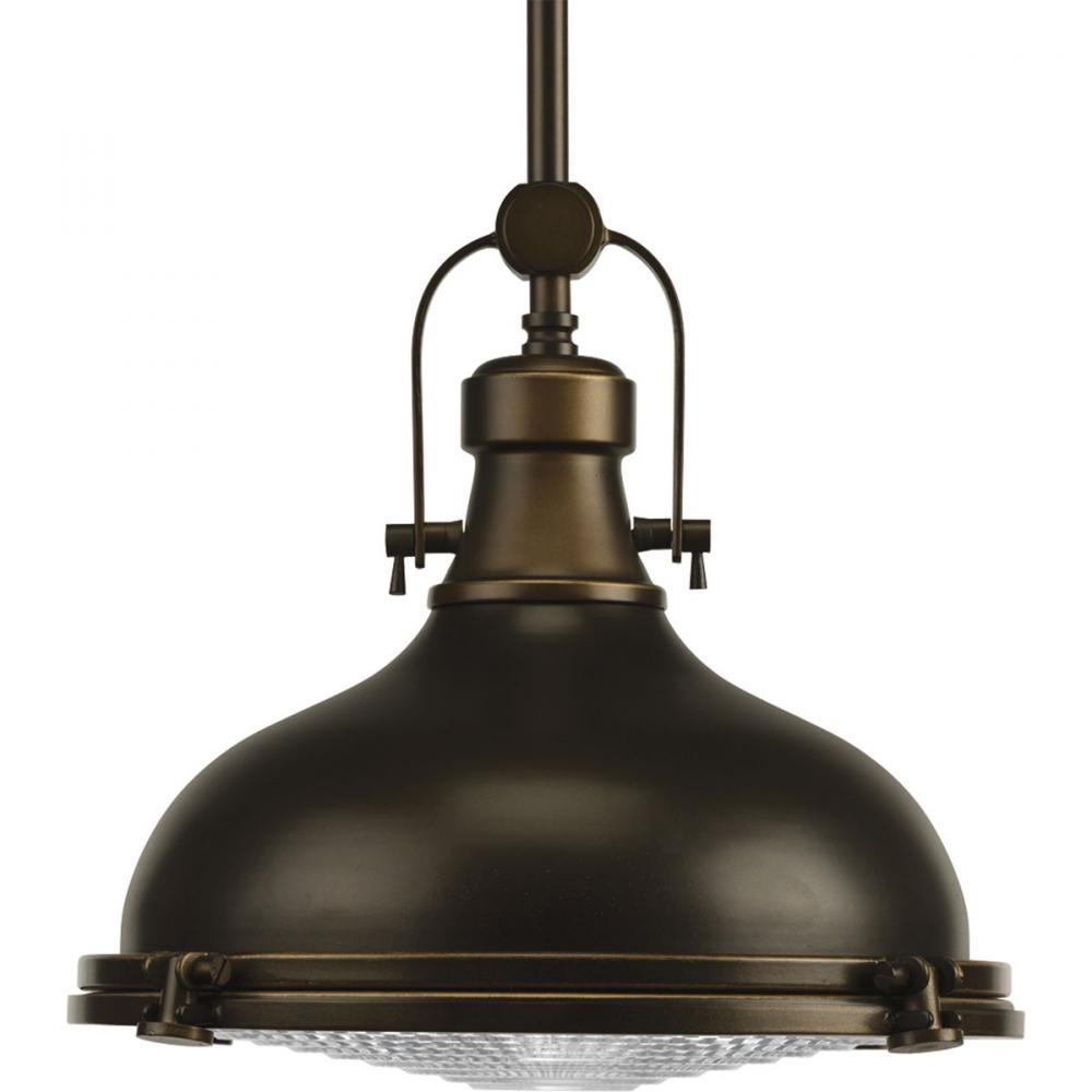 Fresnel Lens Collection One-Light Oil Rubbed Bronze Fresnel Glass Coastal Pendant Light