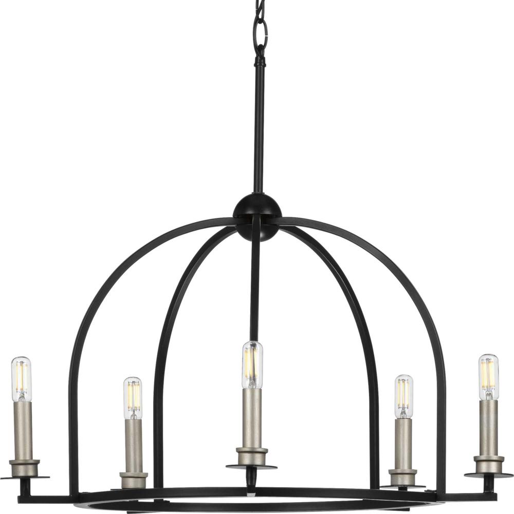 Seneca Collection Five-Light Matte Black Farmhouse Chandelier Light