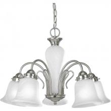 Progress P4391-09 - Bedford Collection Five-Light Brushed Nickel Etched Alabaster Glass Traditional Chandelier Light