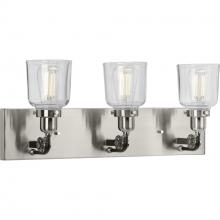 Progress P300228-009 - Rushton Collection Three-Light Brushed Nickel Clear Glass Farmhouse Bath Vanity Light