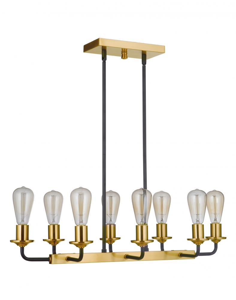 Randolph 8 Light Island in Flat Black/Satin Brass