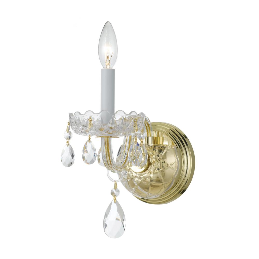 Traditional Crystal 1 Light Spectra Crystal Polished Brass Sconce