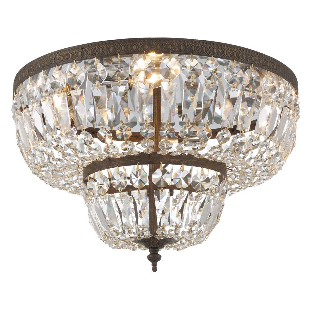 Crystorama 4 Light Spectra Crystal English Bronze Flush Mount