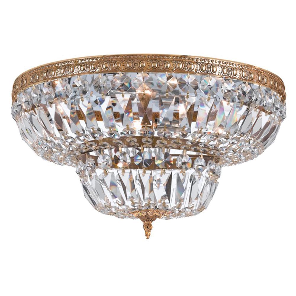 Crystorama 8 Light Spectra Crystal Olde Brass Flush Mount