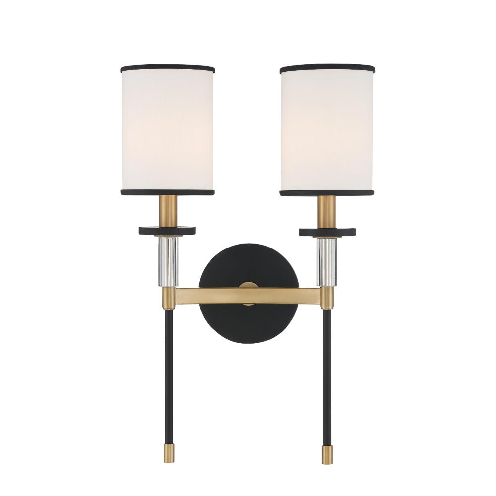 Hatfield 2 Light Black Forged + Vibrant Gold Sconce