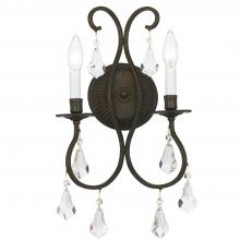 Crystorama 5012-EB-CL-MWP - Ashton 2 Light Hand Cut Crystal English Bronze Sconce