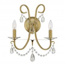 Crystorama 6822-VG-CL-S - Othello 2 Light Swarovski Strass Crystal Vibrant Gold Sconce