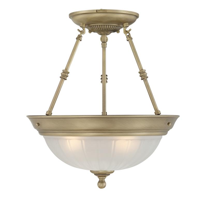 Three Light Antique Brass Bowl Semi-Flush Mount