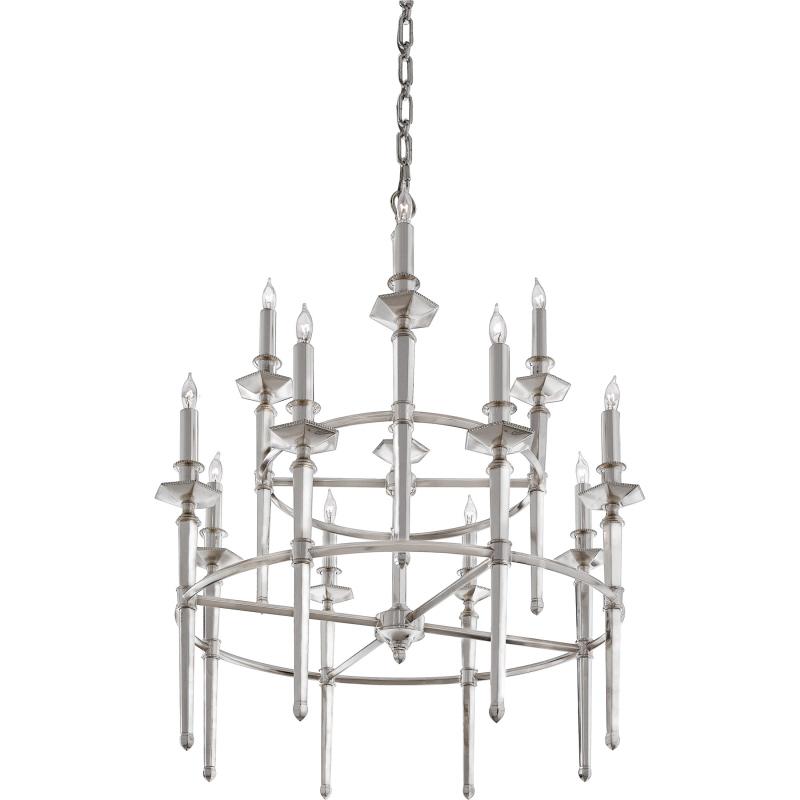 Twelve Light Heritage Silver Plate Up Chandelier