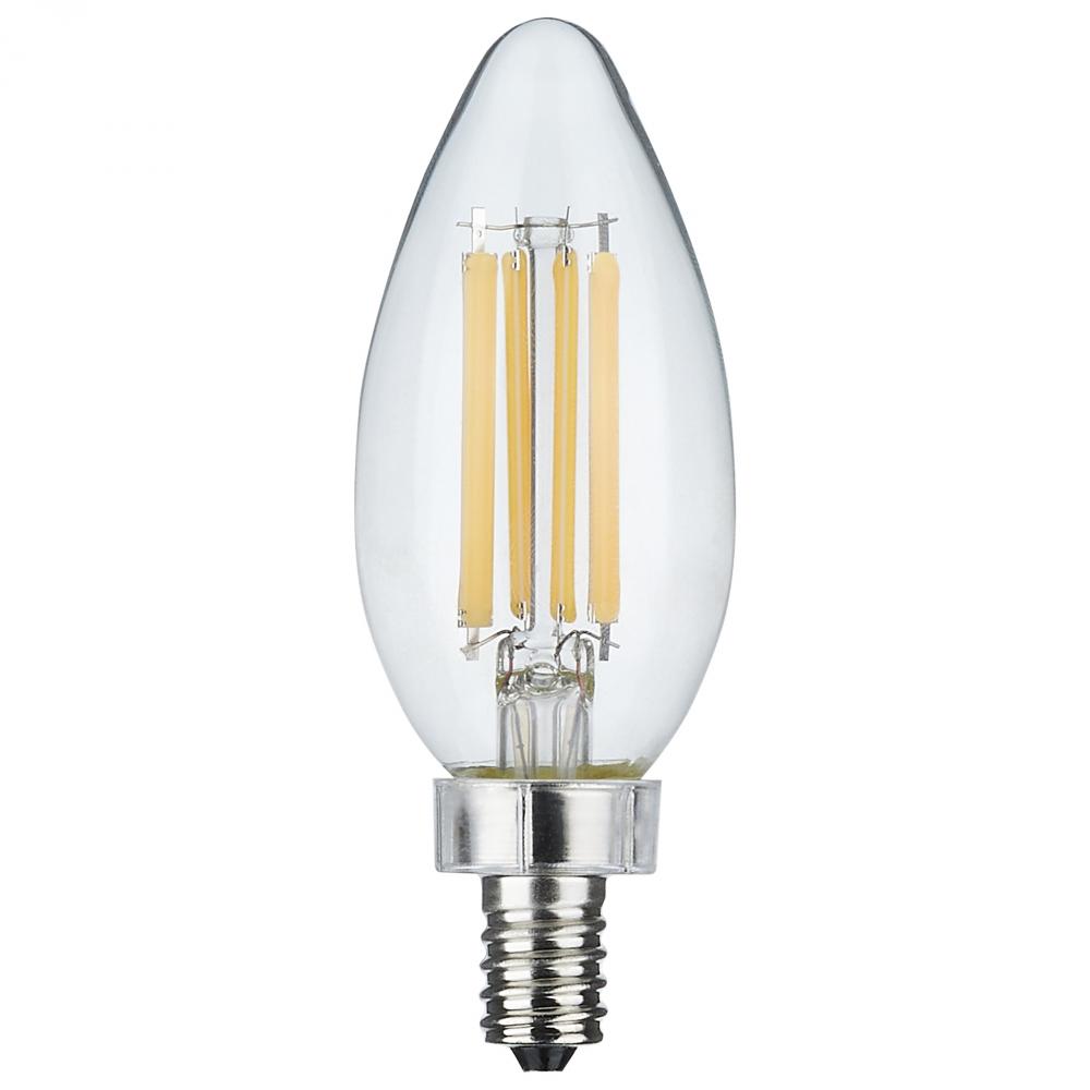 8 Watt C11 LED; Clear Finish; Candelabra Base; 4000K; 90 CRI; 760 Lumens; 120 Volt