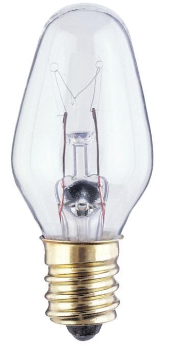 7W C7 Incandescent Clear E12 (Candelabra) Base, 120 Volt, Box