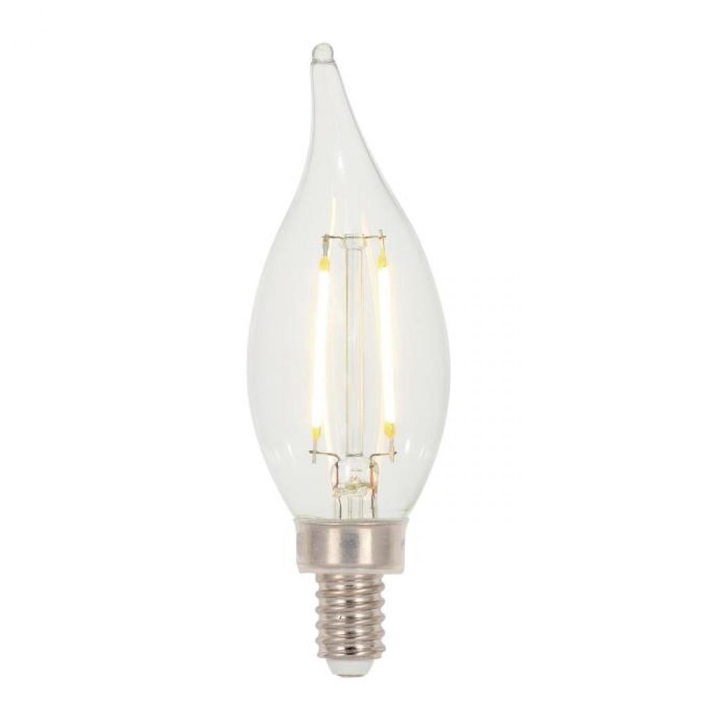 3.3W CA11 Filament LED Dimmable Clear 2700K E12 (Candelabra) Base, 120 Volt, Box