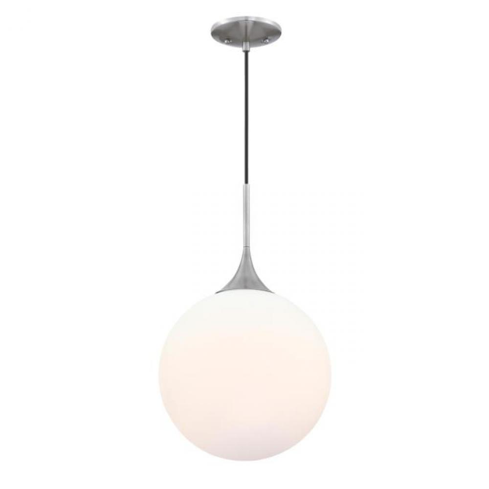 LED Pendant Brushed Nickel Finish Frosted Opal Glass