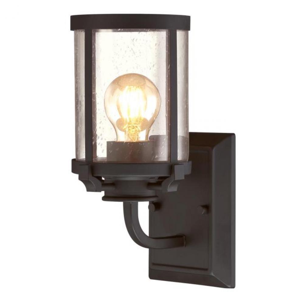 1 Light Wall Fixture Oil Rubbed Bronze Finish Clear Seeded Glass