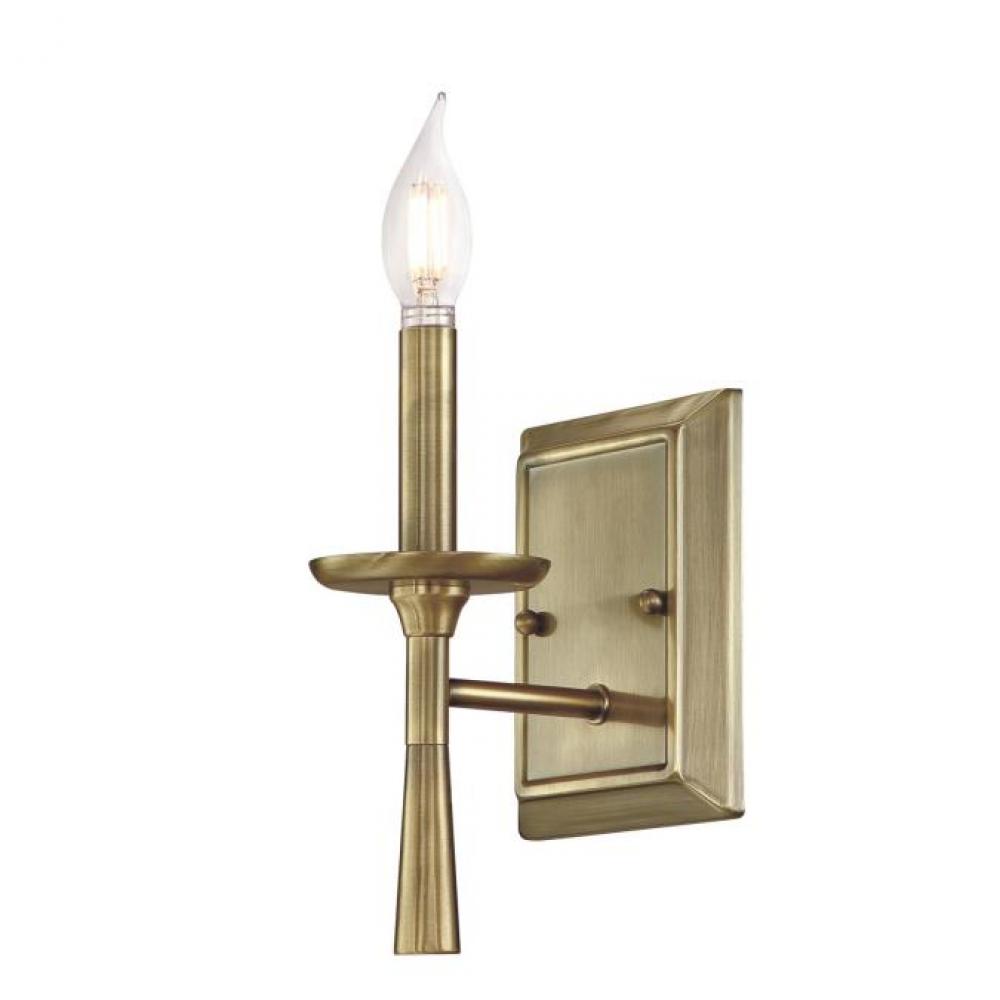 1 Light Wall Fixture Antique Brass Finish