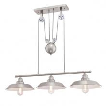 Westinghouse 6369900 - 3 Light Island Pulley Pendant Brushed Nickel Finish