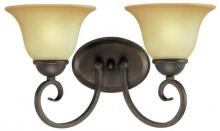 Westinghouse 6659300 - 2 Light Wall Fixture Ebony Bronze Finish Aged Alabaster Glass