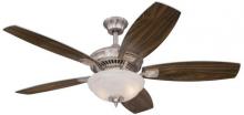 Westinghouse 7209400 - 52 in. Brushed Nickel Finish Reversible Blades (Rich Walnut/Bird's Eye Maple) White Alabaster