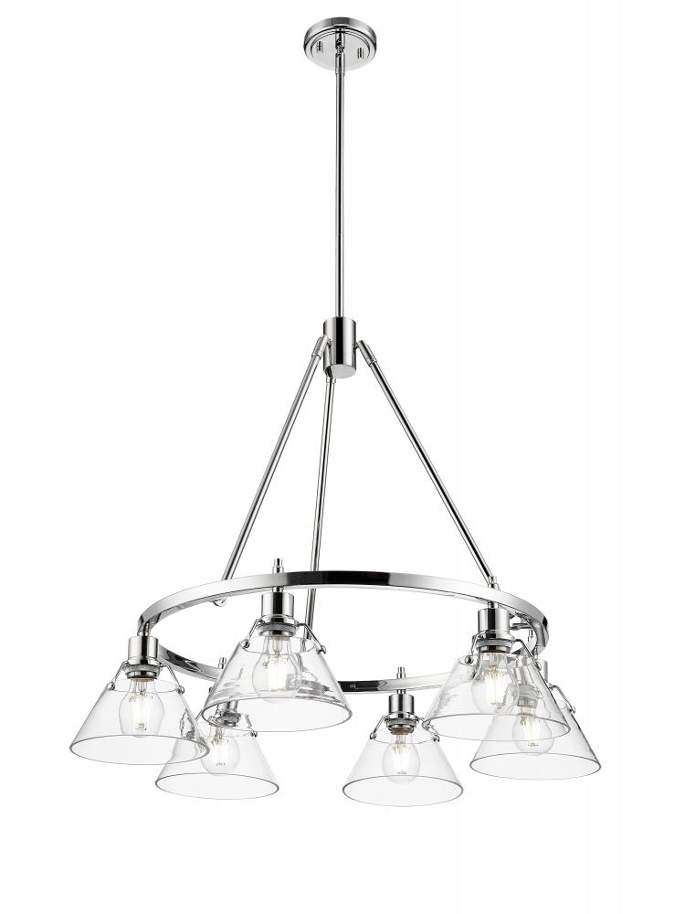 Orwell CH 6 Light Chandelier in Chrome with Clear Glass