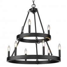 Golden 1017-36 BLK - Alastair 2 Tier 3+6 Light Chandelier in Matte Black