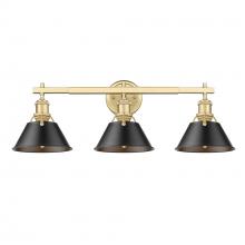 Golden 3306-BA3 BCB-BLK - Orwell BCB 3 Light Bath Vanity in Brushed Champagne Bronze with Matte Black shades