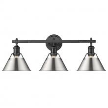 Golden 3306-BA3 BLK-PW - Orwell BLK 3 Light Bath Vanity in Matte Black with Pewter shades