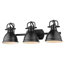 Golden 3602-BA3 BLK-BLK - Duncan 3 Light Bath Vanity in Matte Black with a Matte Black Shade