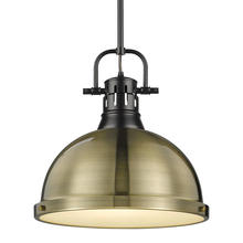 Golden 3604-L BLK-AB - Duncan Large Pendant with Rod