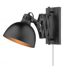 Golden 3824-A1W BLK-BLK - Hawthorn Articulating 1-Light Wall Sconce