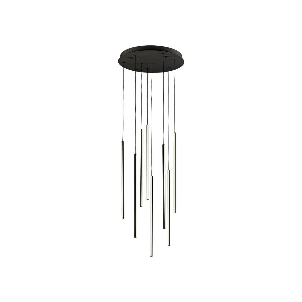 Chute 8 Head Black LED Multi Pendant