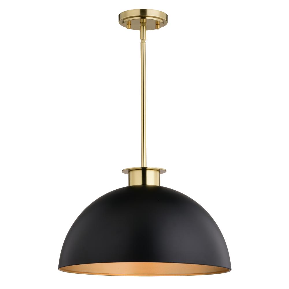 Devon 16-in. Pendant Matte Black and Satin Brass