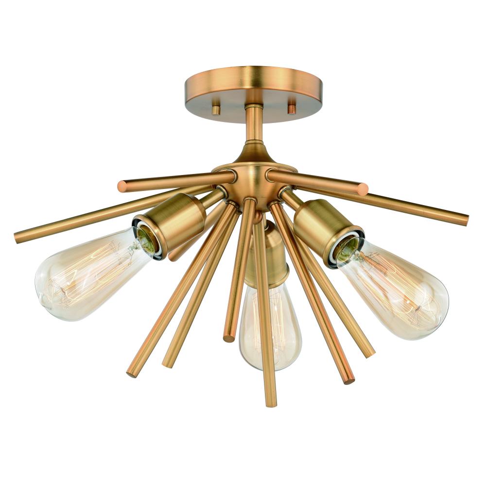 Estelle 17-in Semi Flush Ceiling Light Natural Brass