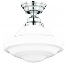 Vaxcel International C0176 - Huntley 12-in Semi Flush Ceiling Light Milk Glass Satin Nickel