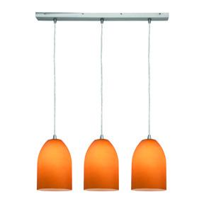 Three Light Brushed Steel Amber Glass Multi Light Pendant