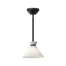 ALORA  PD470108MBGO - Halston 8-in Glossy Opal Glass/Matte Black 1 Light Pendant