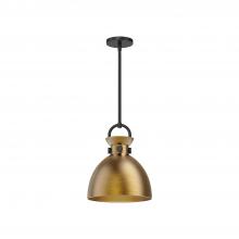 ALORA  PD411311MBAG - Waldo 11-in Matte Black/Aged Gold 1 Light Pendant