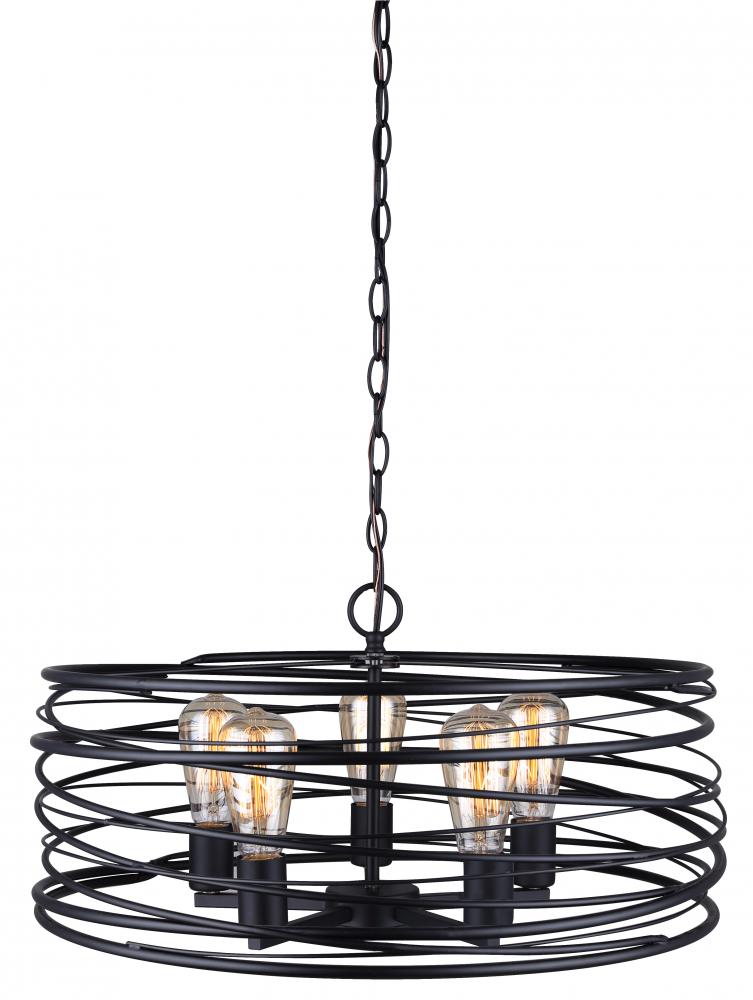 Ryland 5 Light Pendant, Black Finish