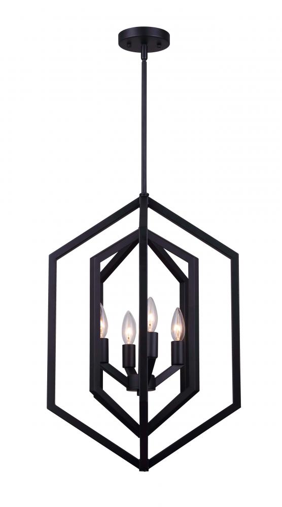 NETTO, 4 Lt 16" Wide Rod Chandelier, 60W Type C, 16" W x 31.25 - 73.25" H