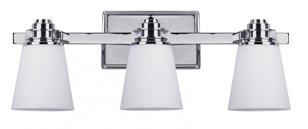 Chatham 3 Light Vanity, Chrome Finish