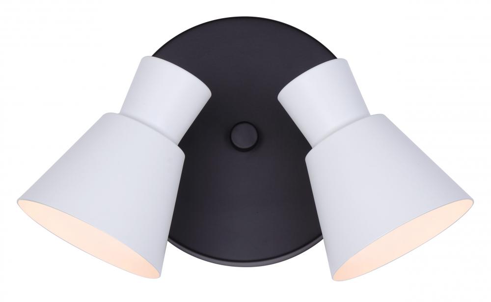 RADLEY 2 Light 10.5 in. Ceiling/Wall Matte Black Track Light Kit with Matte White Metal Shade