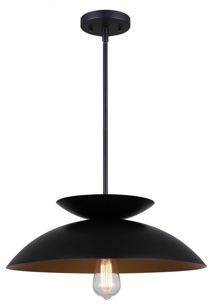 ZIVA, IPL786B01BK, MBK Color, 1 Lt Rod Pendant, 60W Type A, 17.75" W x 13 - 55" H