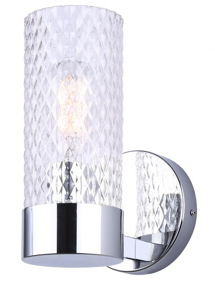 EDEN 5.125 in. 1 Light Chrome Sconce with Clear Glass Shade