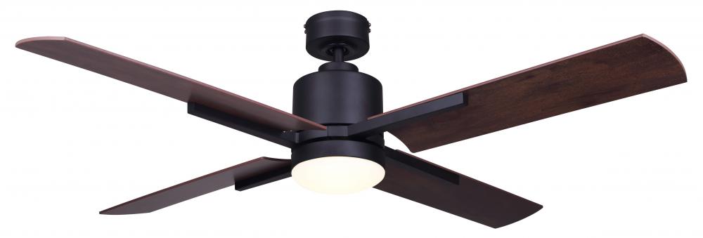 LOXLEY BK, Fan 52" MBK Color, 4 Plywood Blades, Rustic Maple, Flat Opal Glass, Dual, 1x20W